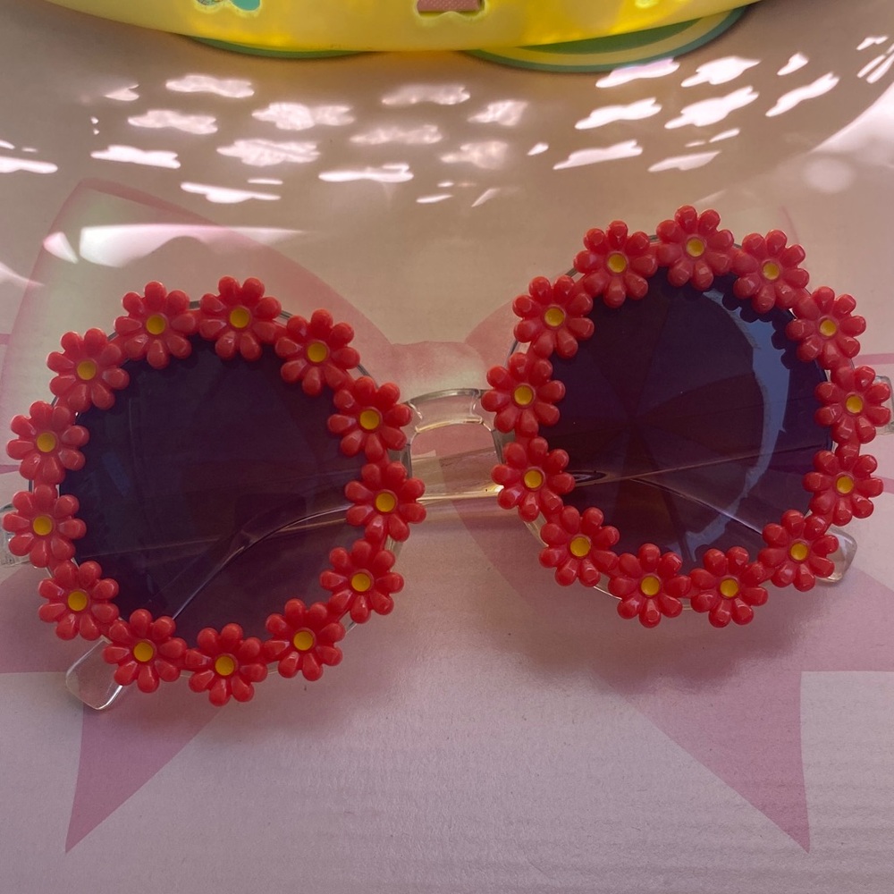 Floral Kids Sunglasses - Red